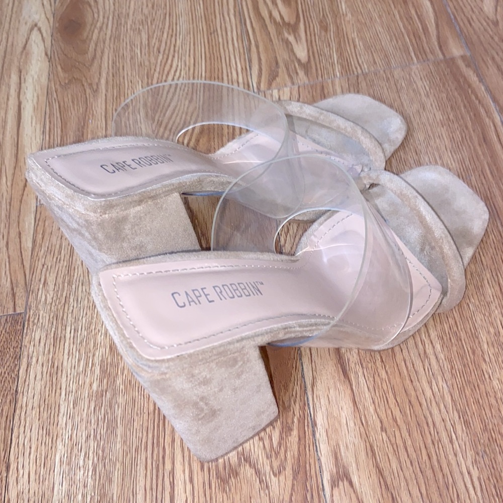 Nude clear strap mule